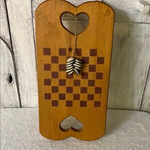 Heart Cutout Checkerboard Wall Decor vintage wood handmade country folk art